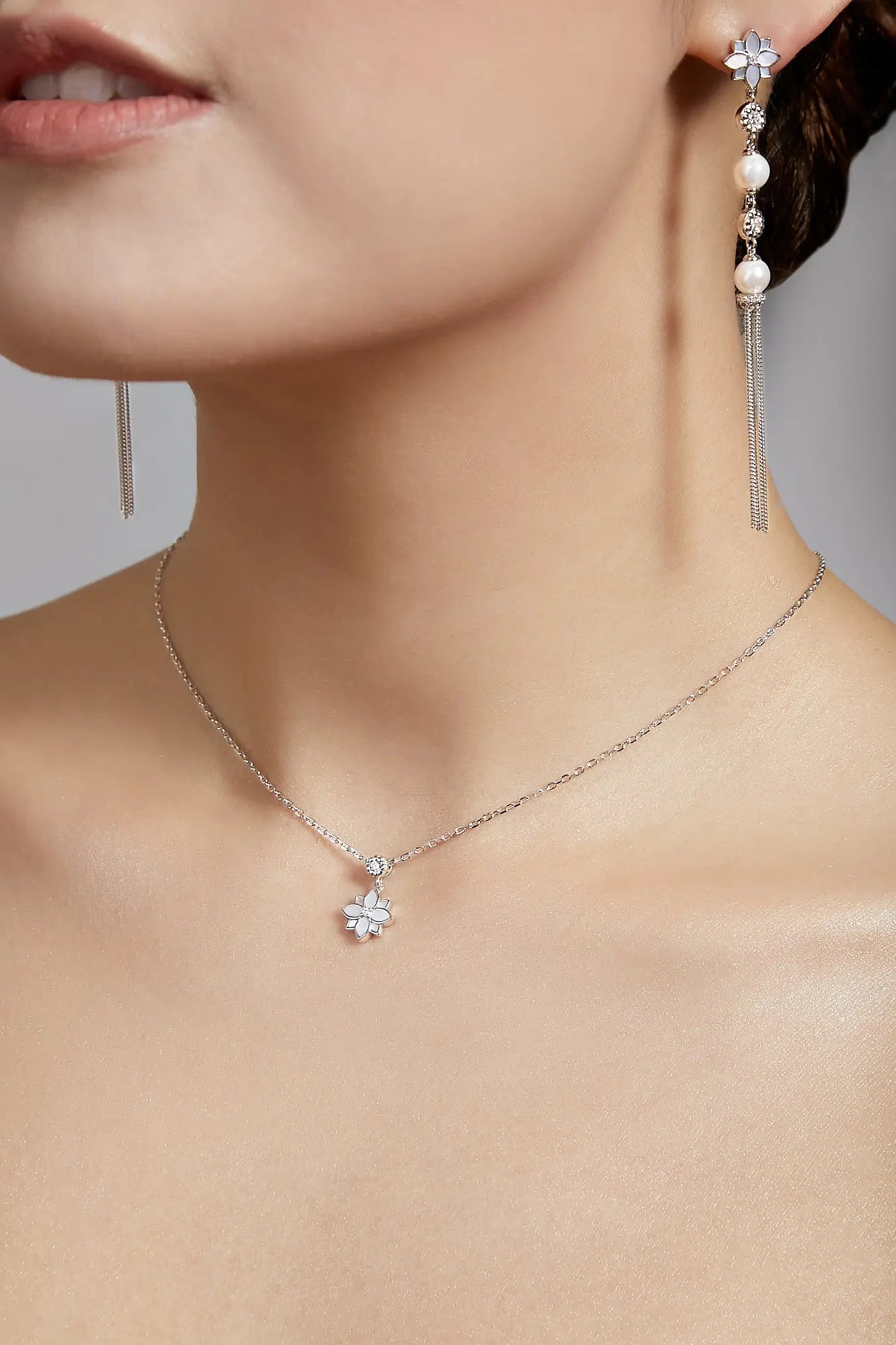 Clematis Mini Silver Glamor Necklace Dryden Jewelry